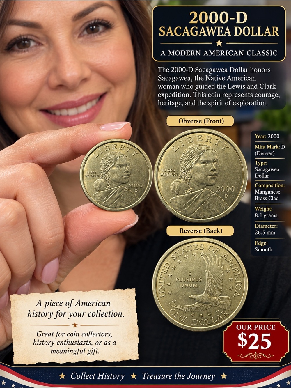 2000-D Sacagawea Dollar - Gold Coin
